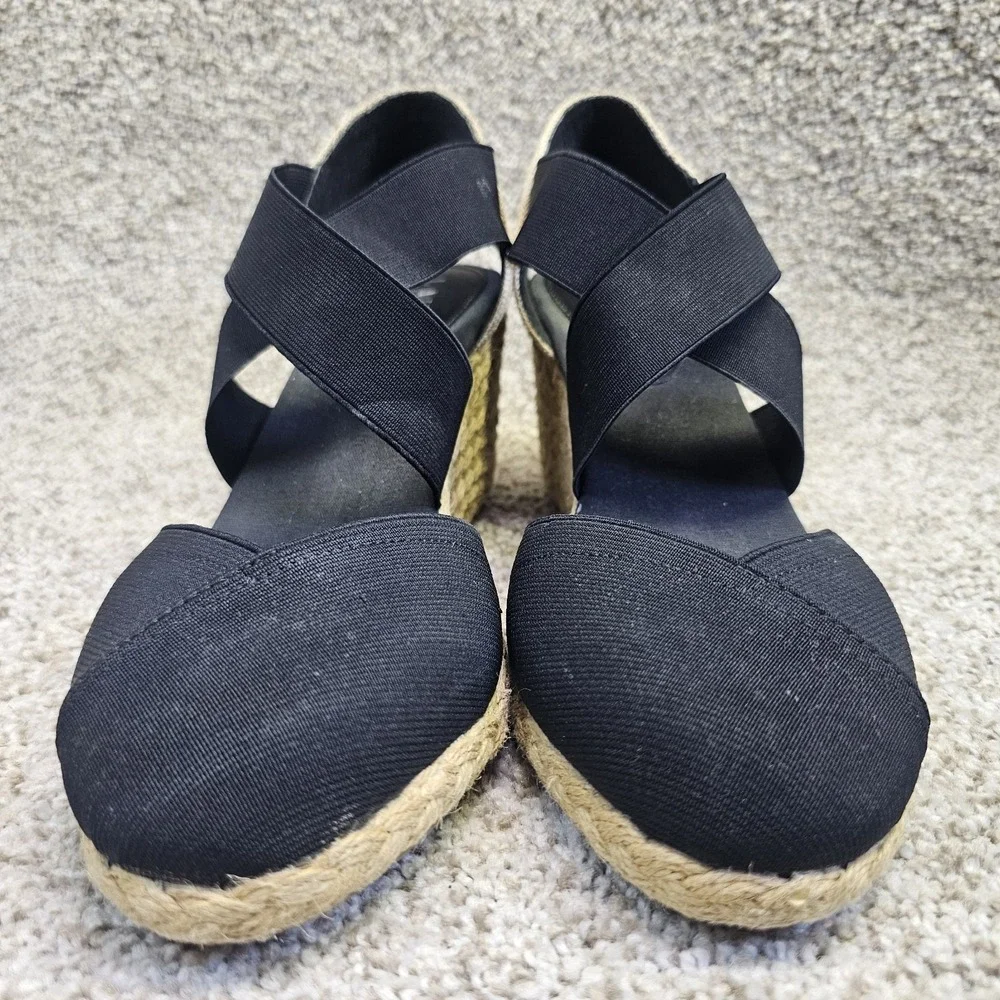 Lauren Ralph Lauren Charla Espadrille Elastic Closed Toe Navy Wedge Sz 10B